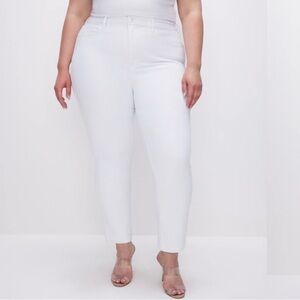 Good American Good Legs Straight White Jeans Raw Hem Ankle size 18 Plus